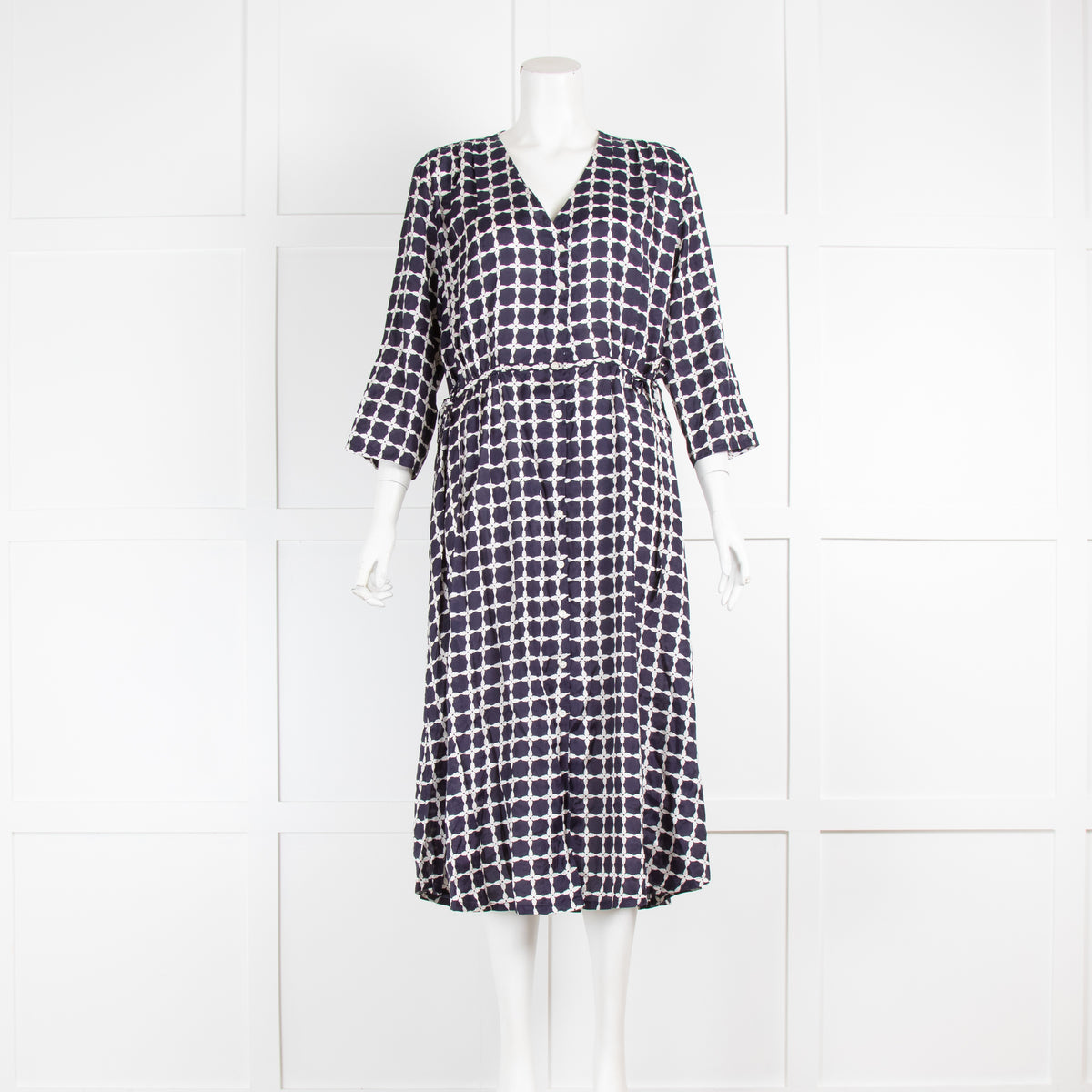 Masai Navy & White Patterned Dress with Drawstring Waist
