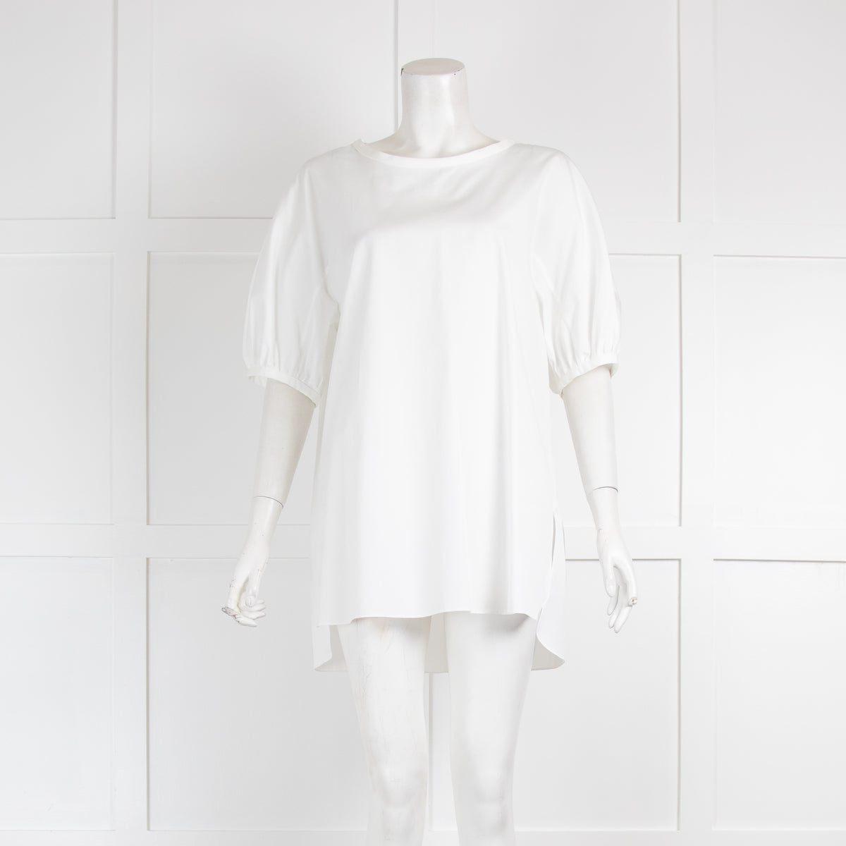 S MaxMara White Cotton Short Sleeve Shirt