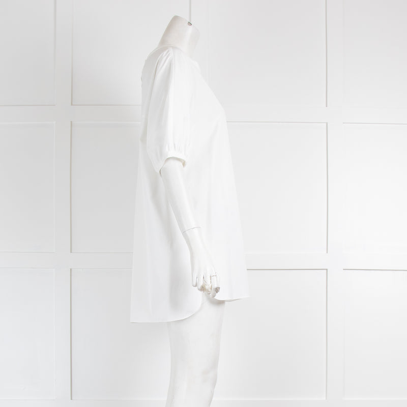 S MaxMara White Cotton Short Sleeve Shirt