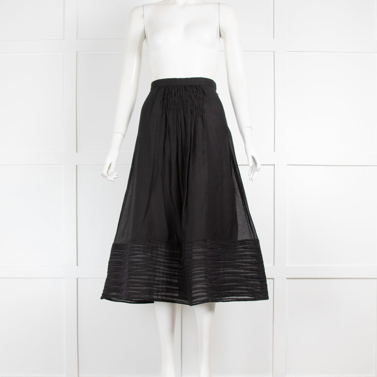 Thierry Colson Black Fine Cotton Midi Skirt