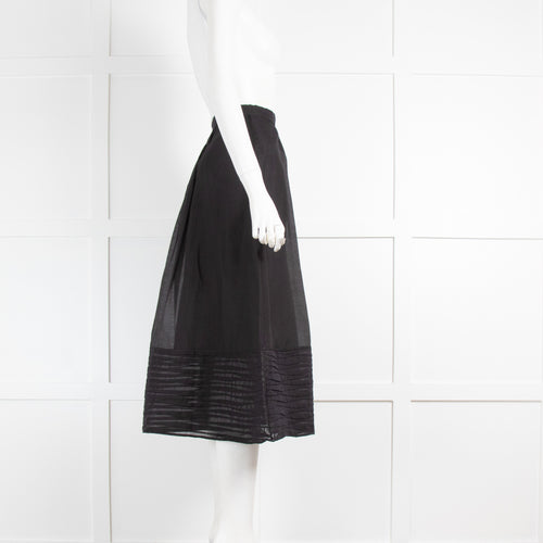 Thierry Colson Black Fine Cotton Midi Skirt