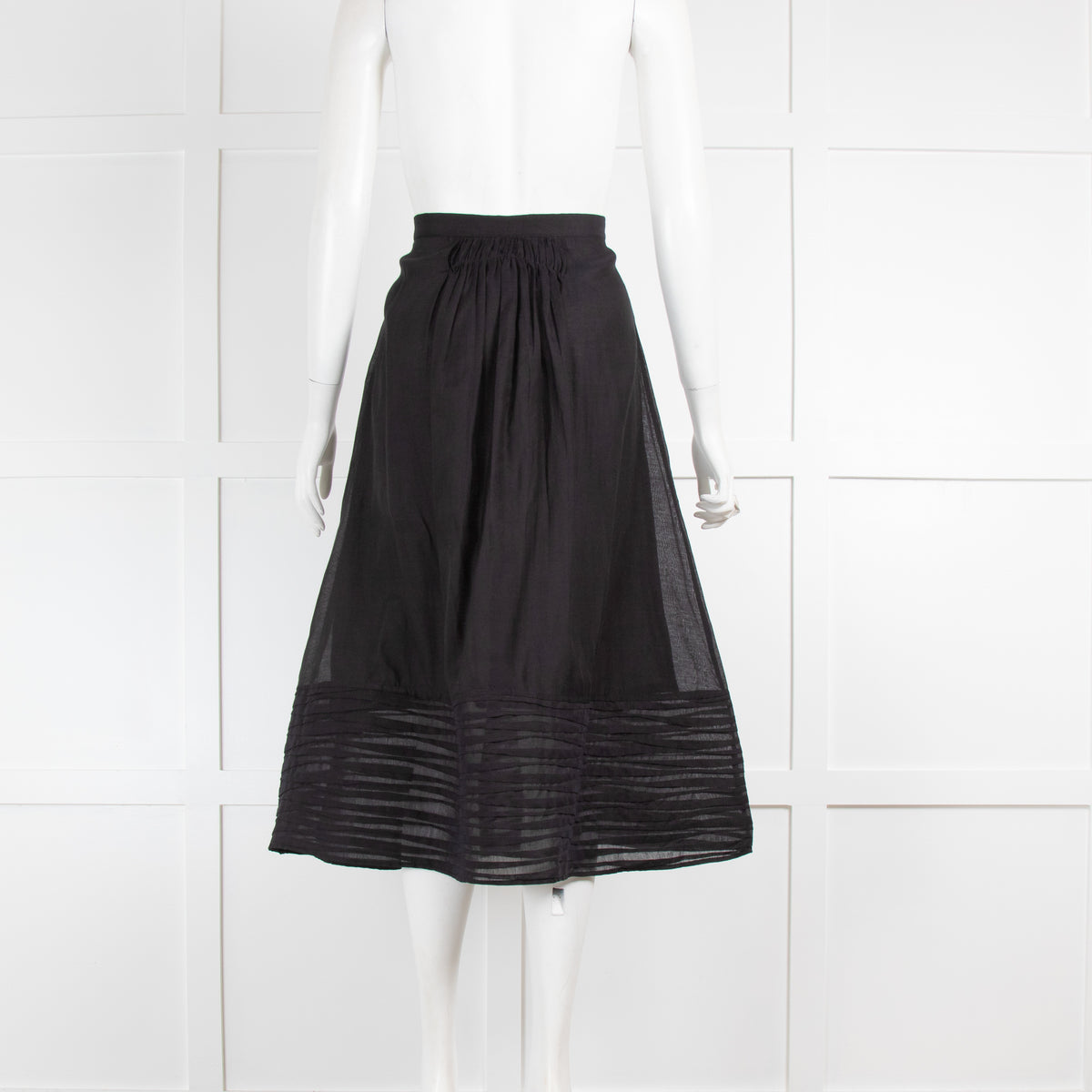 Thierry Colson Black Fine Cotton Midi Skirt