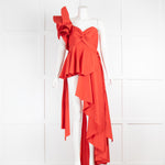 Johanna Ortiz Red Ruffle Top One Shoulder Asymmetric  Top