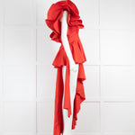 Johanna Ortiz Red Ruffle Top One Shoulder Asymmetric  Top