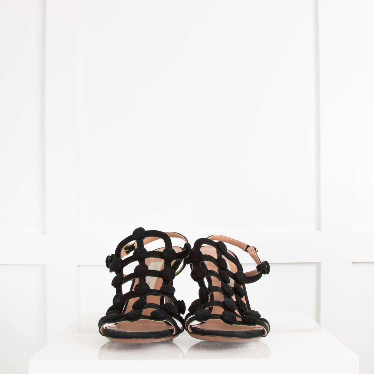 L' Autre Chose Black Cage Suede Heeled Sandal