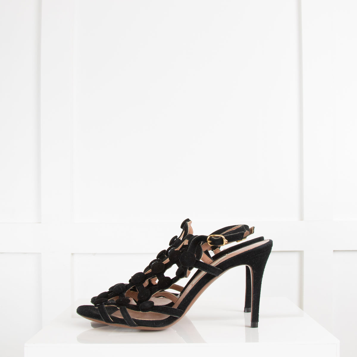 L' Autre Chose Black Cage Suede Heeled Sandal