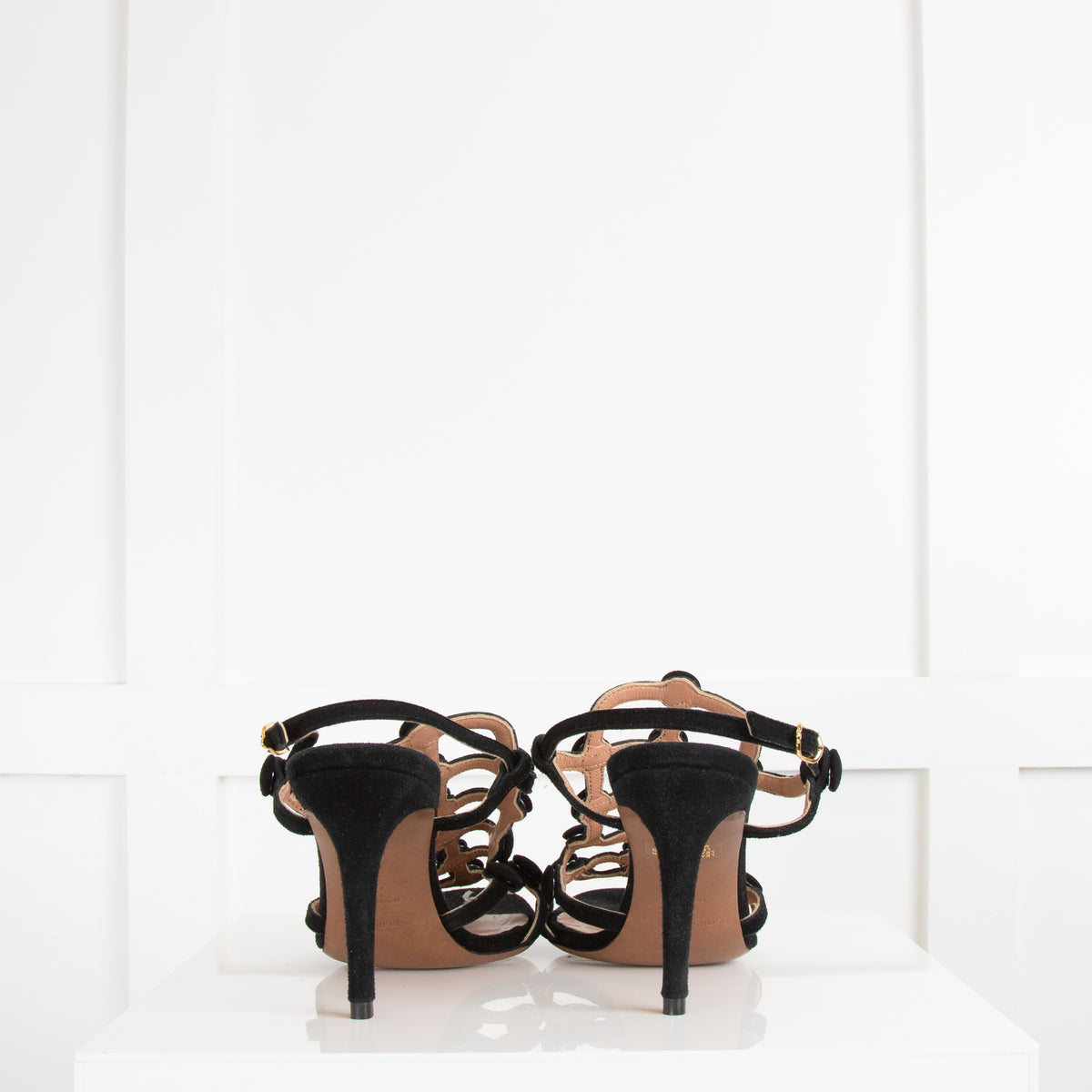 L' Autre Chose Black Cage Suede Heeled Sandal