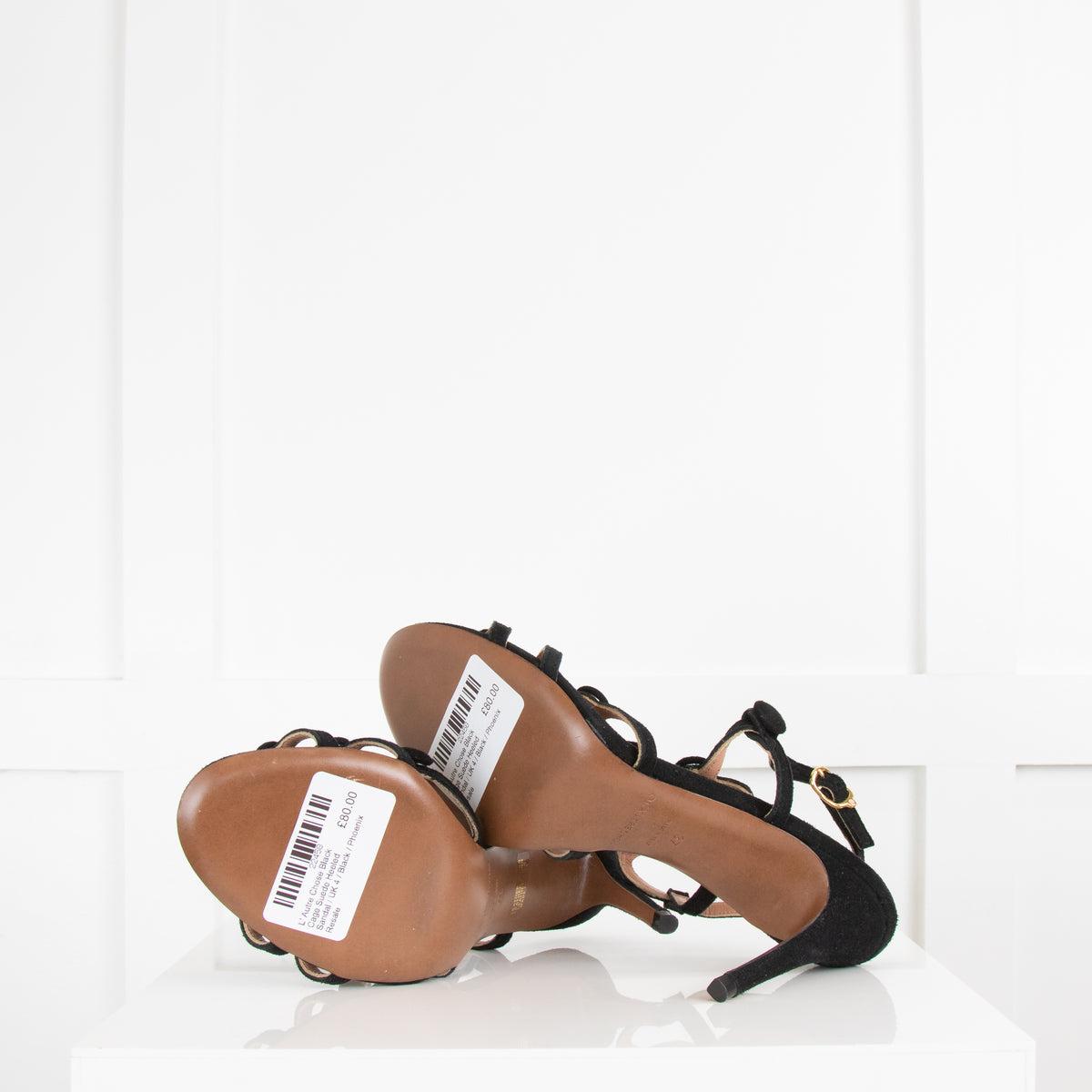 L' Autre Chose Black Cage Suede Heeled Sandal