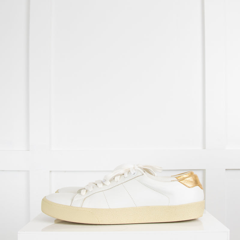 Saint Laurent White Gold Lace-Up Trainers