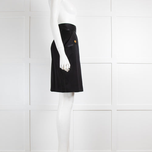 Chanel Black Vintage Gold Button Short Skirt