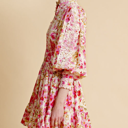 byTiMo Pink Daisy Garden Cotton Slub Shift Dress