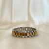 Anisa Sojka Silver & Gold Chunky Watch Band Bracelet