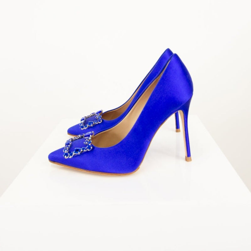 Carolina Herrera Blue Satin High Heels