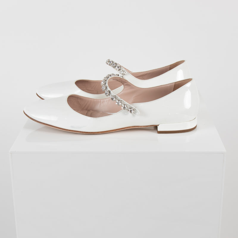 Miu Miu White Ballerina Shoes