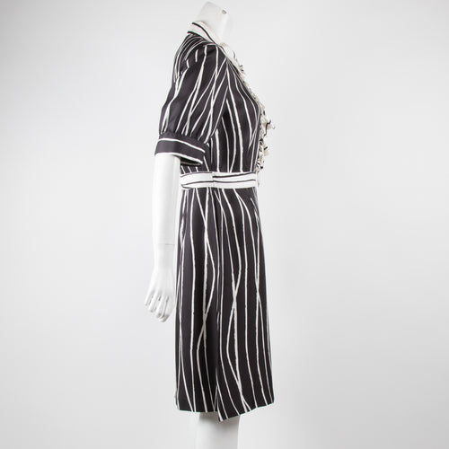 Tory Burch Black and Cream Striped Dress