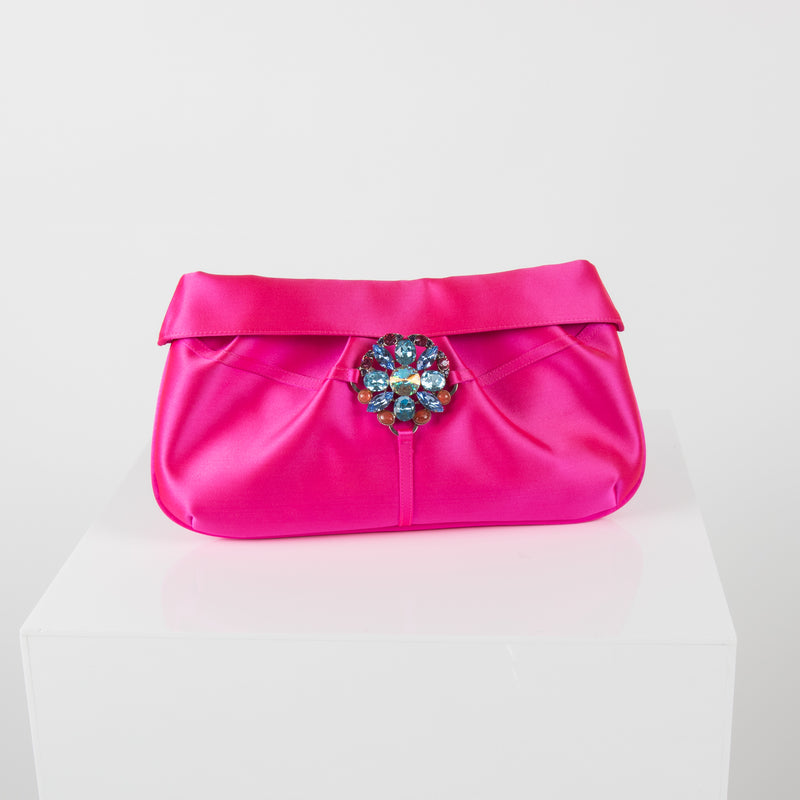 Gina Pink Satin Clutch Bag