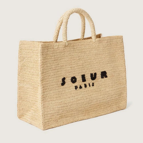 Soeur Raffia Papaye Mini Logo Bag